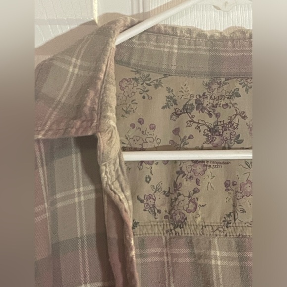 Cotton Sonoma Plaid Flannel Shirt, Size Small, Purple and Gray 💜🩶 - Picture 3 of 5